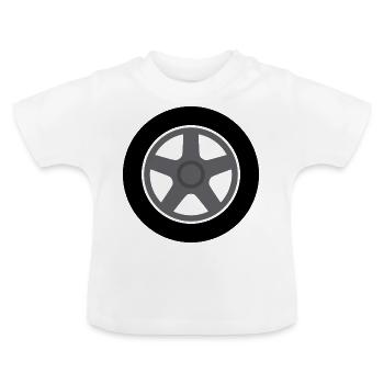 Pneus auto - T-shirt bio col rond Bébé - blanc - Devant