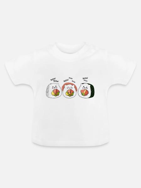Sushi Cats - Baby Bio-T-Shirt mit Rundhals - Weiß