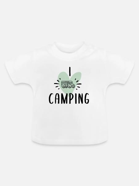 I love Camping - Baby Bio-T-Shirt mit Rundhals - Weiß