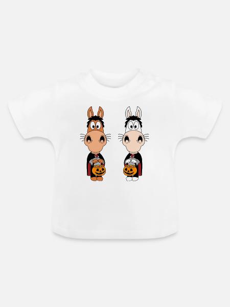 PFERDE - PONYS - HALLOWEEN - TIERISCH - Baby Bio-T-Shirt mit Rundhals - Weiß