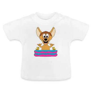 HYÄNE - POOL - PLANSCHBECKEN - TIERISCH - SHAKA - Baby Bio-T-Shirt mit Rundhals - Weiß - Vorne