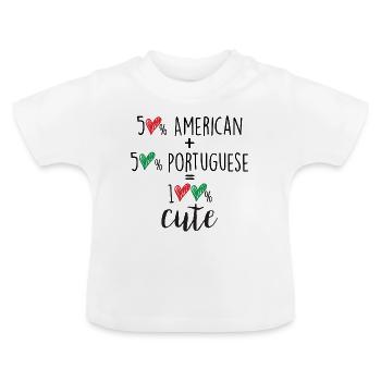 50 pour cent américain 50 pour cent portugais 100 mignon - T-shirt bio col rond Bébé - blanc - Devant