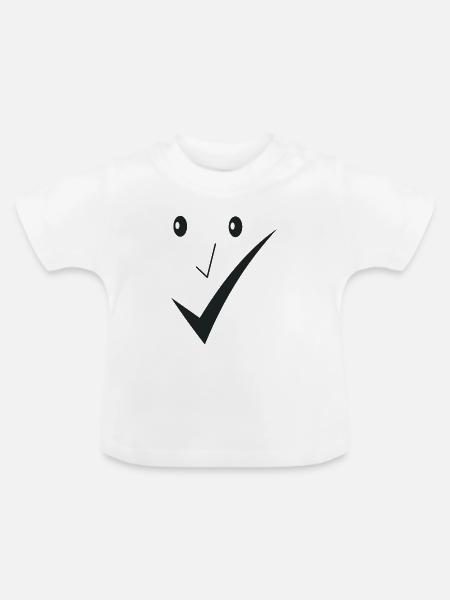 Feines Lächeln - Feines Gesicht D01. - Baby Bio-T-Shirt mit Rundhals - Weiß