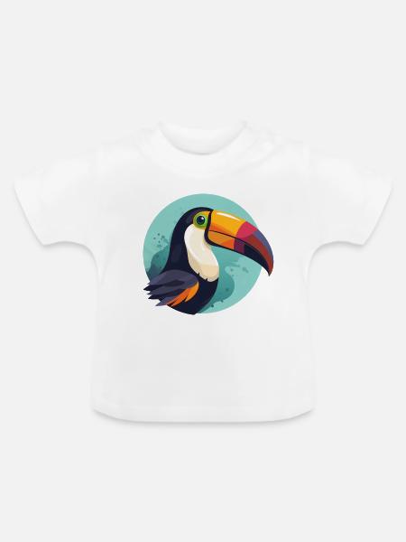 Tukan mit Hintergrund - Baby Bio-T-Shirt mit Rundhals - Weiß