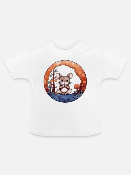 Kleines Mäuschen Maus - Baby Bio-T-Shirt mit Rundhals - Weiß