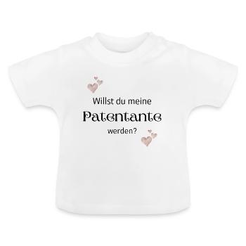 Willst du meine Patentante werden - Baby Bio-T-Shirt mit Rundhals - Weiß - Vorne