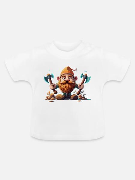 Gartenzwerg - Baby Bio-T-Shirt mit Rundhals - Weiß