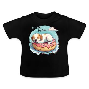 Doughnut Dog Dreams Donut Hunde Träume - Baby Organic T-Shirt with Round Neck - black - Front