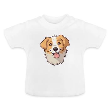 Hovawart Dog Breed Watercolor Cartoon Kawaii Clipa - Baby Organic T-Shirt with Round Neck - white - Front