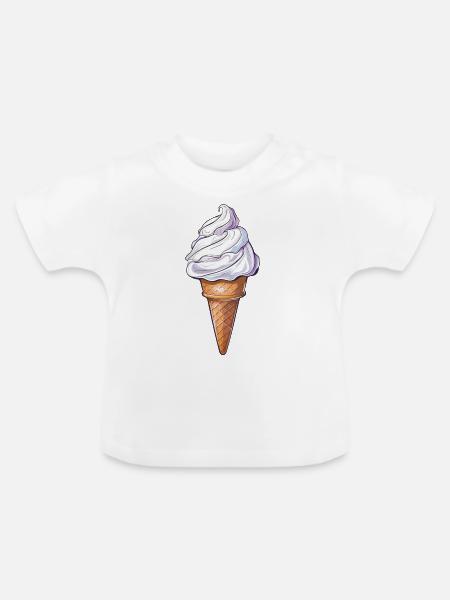 Sommersüße Eistüte Mit Sahnehäubchen - Baby Bio-T-Shirt mit Rundhals - Weiß