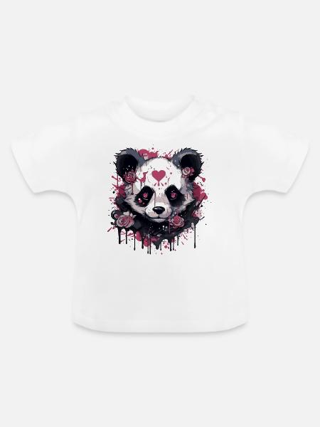 Pandabär - Baby Bio-T-Shirt mit Rundhals - Weiß