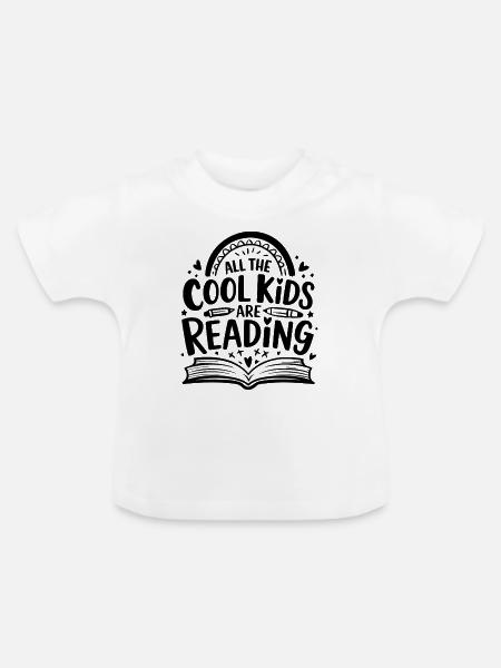 All Cool Kids Are Reading - Baby Bio-T-Shirt mit Rundhals - Weiß