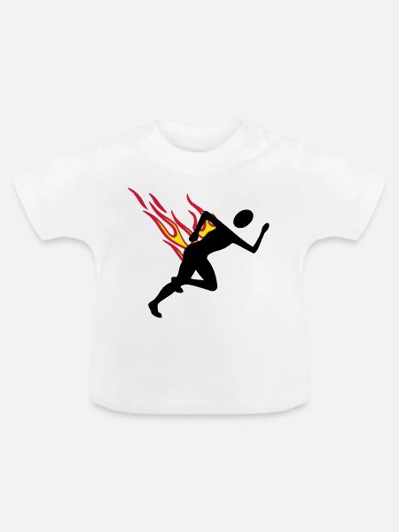 Jogger mit Flammen - Baby Bio-T-Shirt mit Rundhals - Weiß