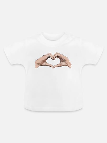 Hände Herz - Baby Bio-T-Shirt mit Rundhals - Weiß