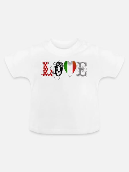 Love Italia - Black - Baby Bio-T-Shirt mit Rundhals - Weiß