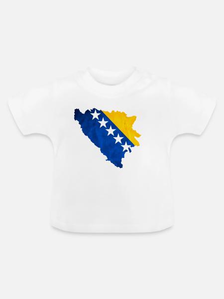 Bosnien Flagge - Baby Bio-T-Shirt mit Rundhals - Weiß