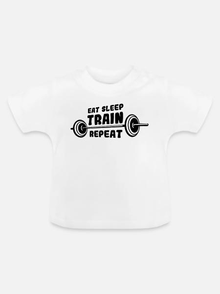 Bodybuilder Spruch - Baby Bio-T-Shirt mit Rundhals - Weiß