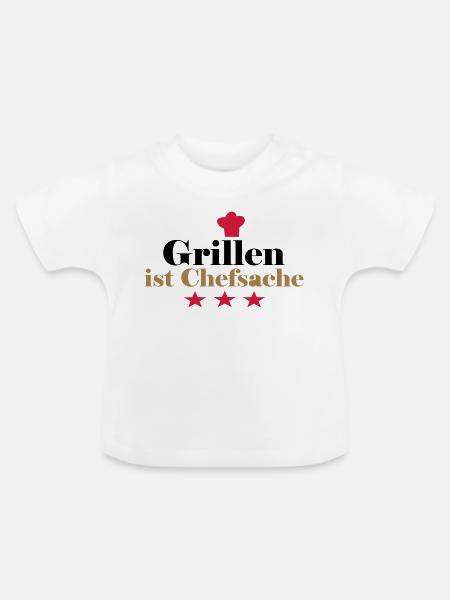 grillen ist chefsache - Baby Bio-T-Shirt mit Rundhals - Weiß