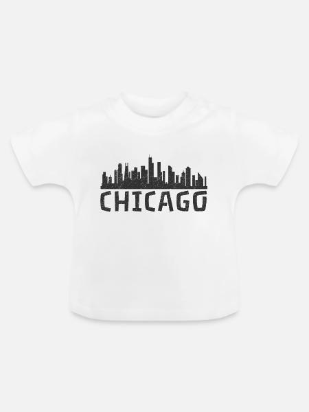 Chicago - Skyline - Baby Bio-T-Shirt mit Rundhals - Weiß