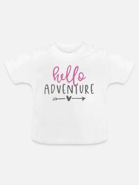 Abenteuer-Design - Baby Bio-T-Shirt mit Rundhals - Weiß