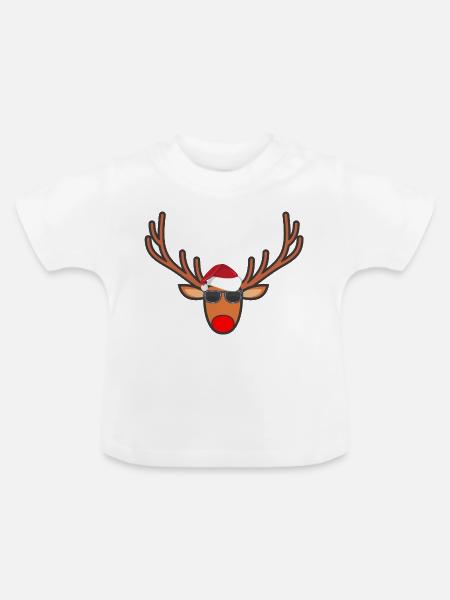 Rentier - Baby Bio-T-Shirt mit Rundhals - Weiß