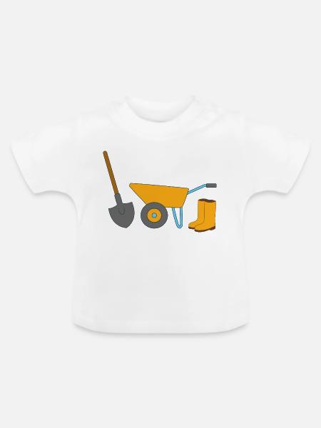 Gartenarbeit - Baby Bio-T-Shirt mit Rundhals - Weiß