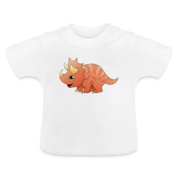 triceratops - Baby Organic T-Shirt with Round Neck - white - Front