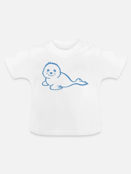 robbie blau - Baby Bio-T-Shirt mit Rundhals - Weiß