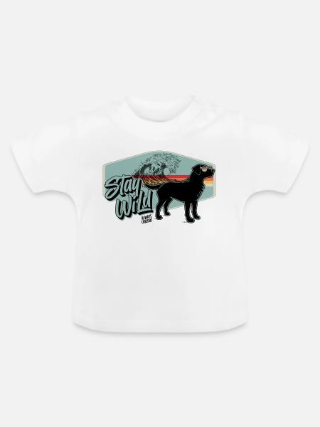 Stay Wild Hund Retro Surf - Baby Bio-T-Shirt mit Rundhals - Weiß