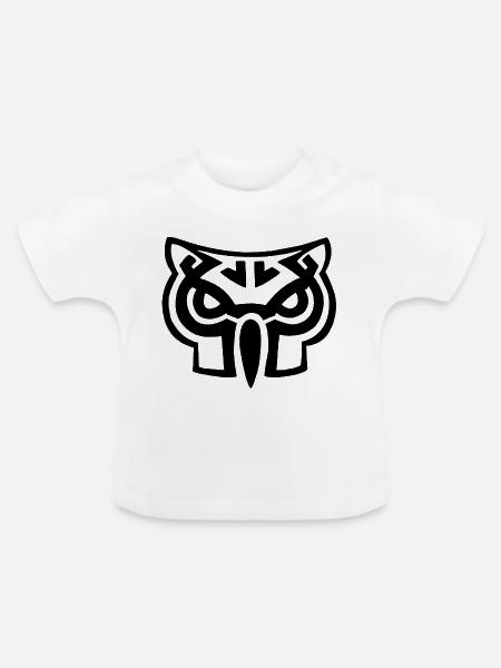 Schwarzer Eulenkopf - Baby Bio-T-Shirt mit Rundhals - Weiß