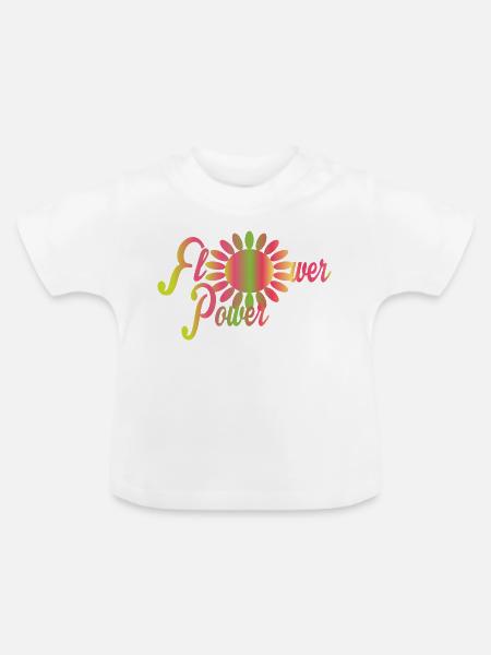 Blumen Power - Baby Bio-T-Shirt mit Rundhals - Weiß
