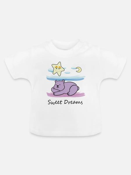 Süßer Teddybär - Baby Bio-T-Shirt mit Rundhals - Weiß