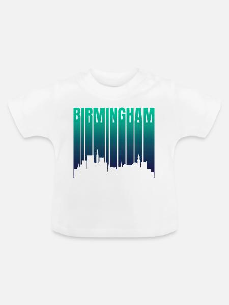 Birmingham Skyline Gradient - Baby Bio-T-Shirt mit Rundhals - Weiß
