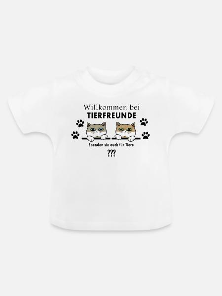 Tierfreunde Katzen - Baby Bio-T-Shirt mit Rundhals - Weiß