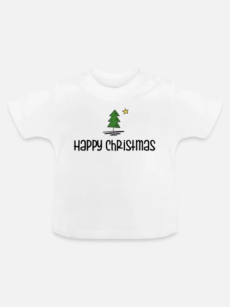 Happy Christmas - Baby Bio-T-Shirt mit Rundhals - Weiß