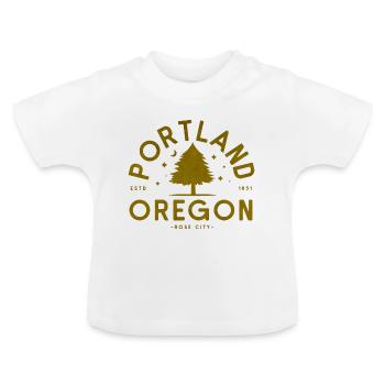 Logo d’arbre vintage à Portland, Oregon - T-shirt bio col rond Bébé - blanc - Devant