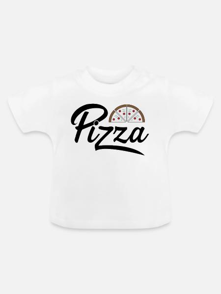 Pizza - Baby Bio-T-Shirt mit Rundhals - Weiß