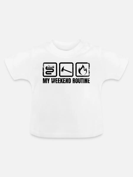 Feuerwehrmann Wochenende - Baby Bio-T-Shirt mit Rundhals - Weiß