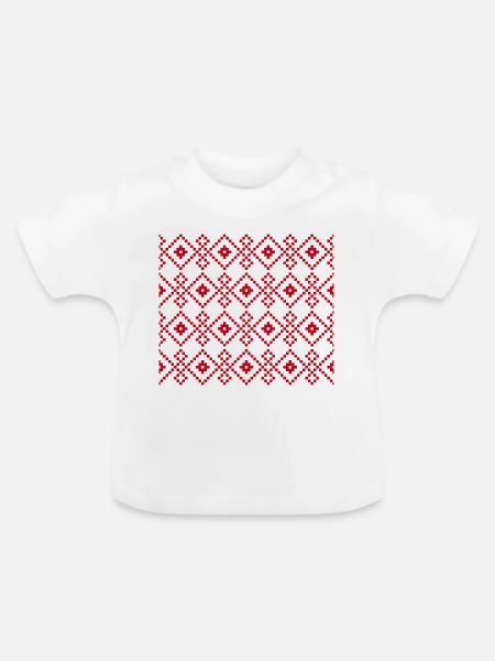 Weihnachtlicher einfarbiger Pullover (rot) - Baby Bio-T-Shirt mit Rundhals - Weiß