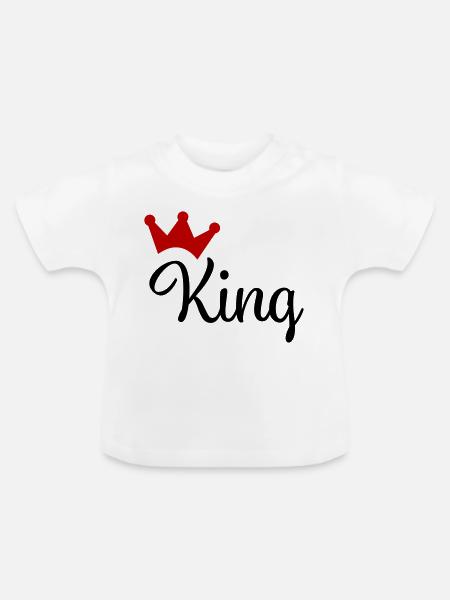 King mit Krone - Baby Bio-T-Shirt mit Rundhals - Weiß