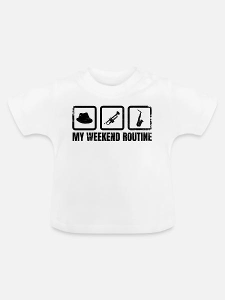 Meine Wochenendroutine - Baby Bio-T-Shirt mit Rundhals - Weiß