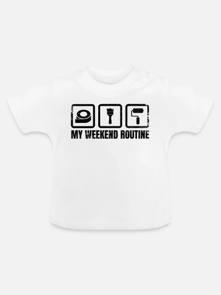 Maler Wochenendroutine - Baby Bio-T-Shirt mit Rundhals - Weiß