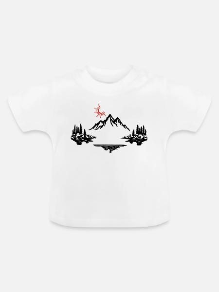 Schwarze Berglandschaft - Baby Bio-T-Shirt mit Rundhals - Weiß