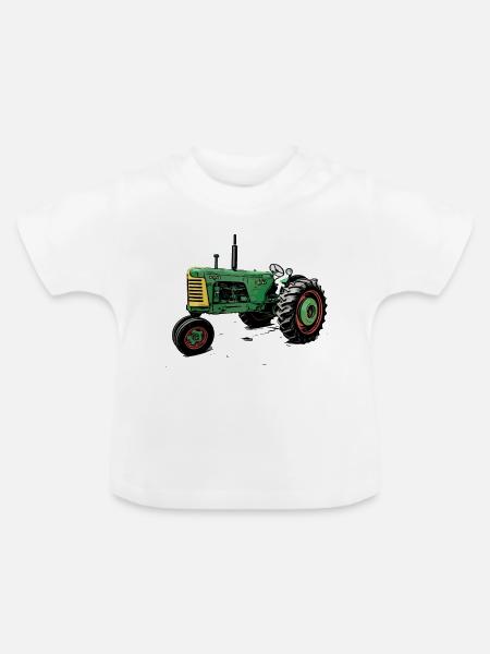 Oliver 88 Traktor - Baby Bio-T-Shirt mit Rundhals - Weiß