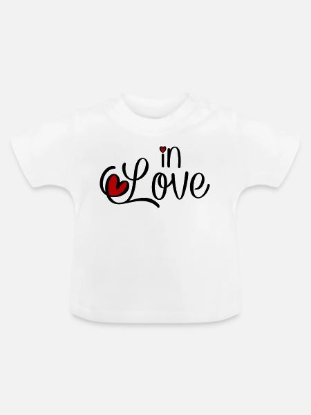 Verliebt - Baby Bio-T-Shirt mit Rundhals - Weiß