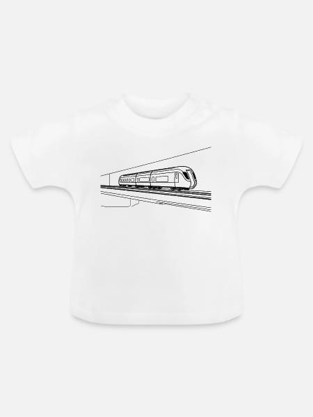 Eisenbahn Skizze - Baby Bio-T-Shirt mit Rundhals - Weiß