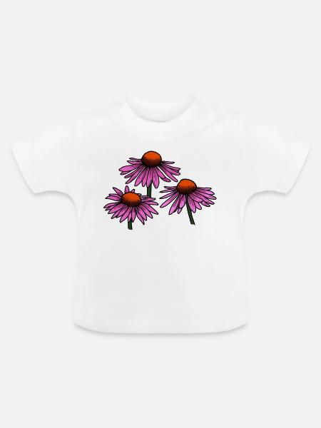 Sonnenhut - Blume - Baby Bio-T-Shirt mit Rundhals - Weiß