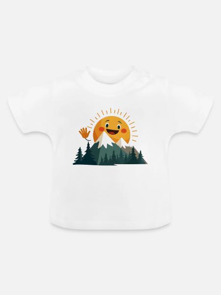Lächelnde Sonnen-Berg - Baby Bio-T-Shirt mit Rundhals - Weiß