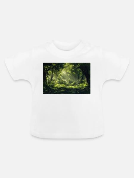 Waldlandschaft Illustration Poster - Baby Bio-T-Shirt mit Rundhals - Weiß