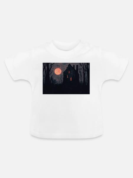 Spukhaus Illustration Poster - Baby Bio-T-Shirt mit Rundhals - Weiß